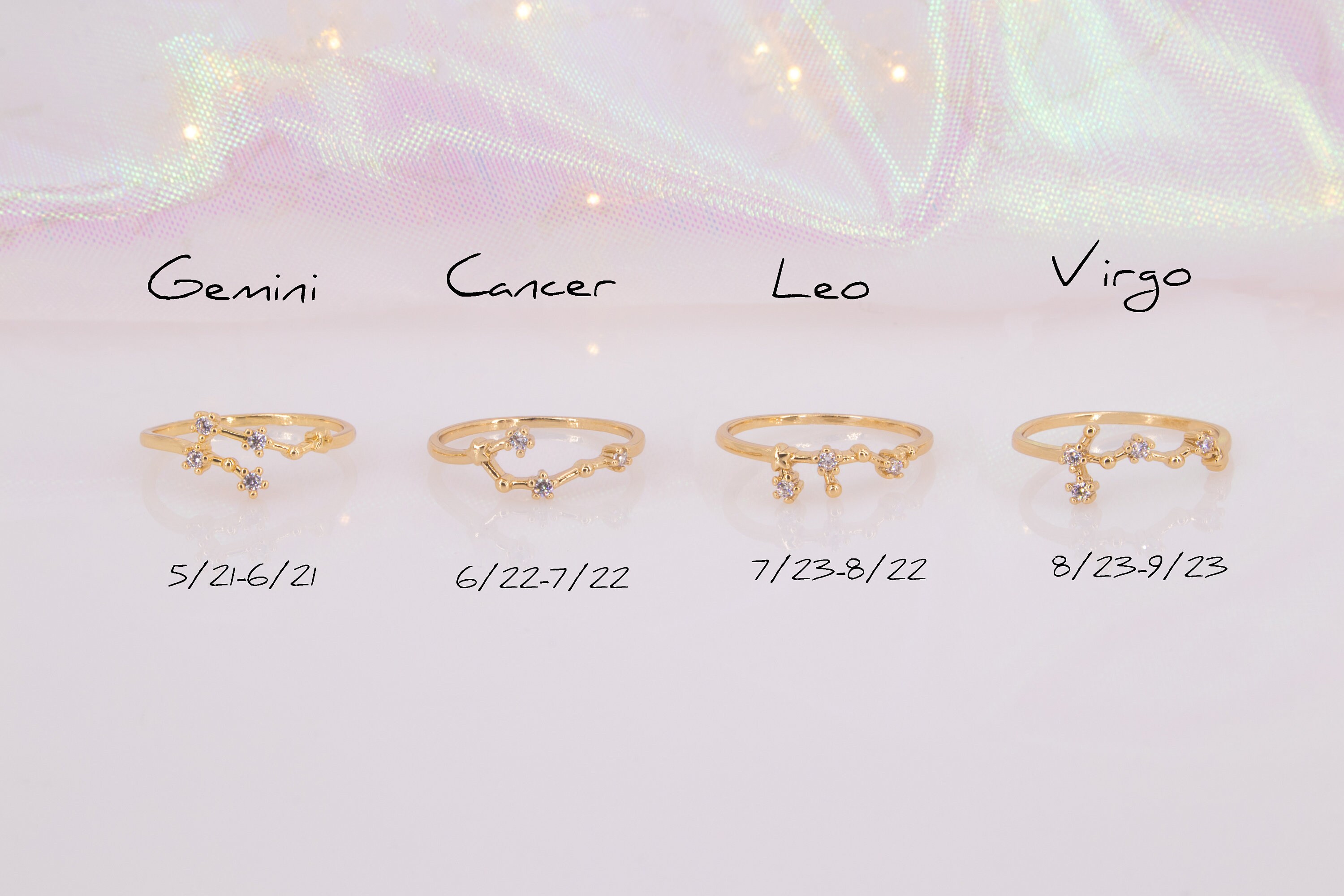 Dainty Zodiac Star Ring For Women Constellation Astrology Horoscope Jewelry Personalized Celestial Birthday Gift Mother&#39;s Day Gift In Box
