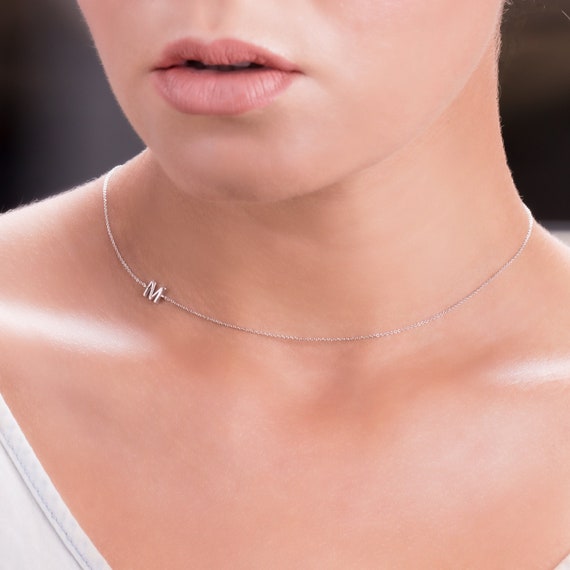 Small Initial Necklace Sideways Initial 