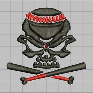 Baseball Skull 3D Puff Stickerei Logo - 2 Größen (6 Formate) Ideal für Mützen, Visier und Taschen