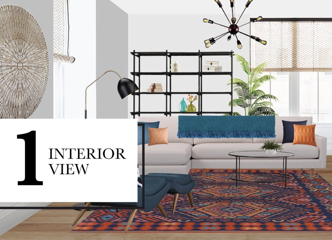 1 Room W/free Revisions Virtual Interior Design Package Renderings, PDF ...