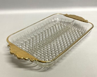 Anchor Hocking Relish Dish - Vintage Hobnail Serving Tray