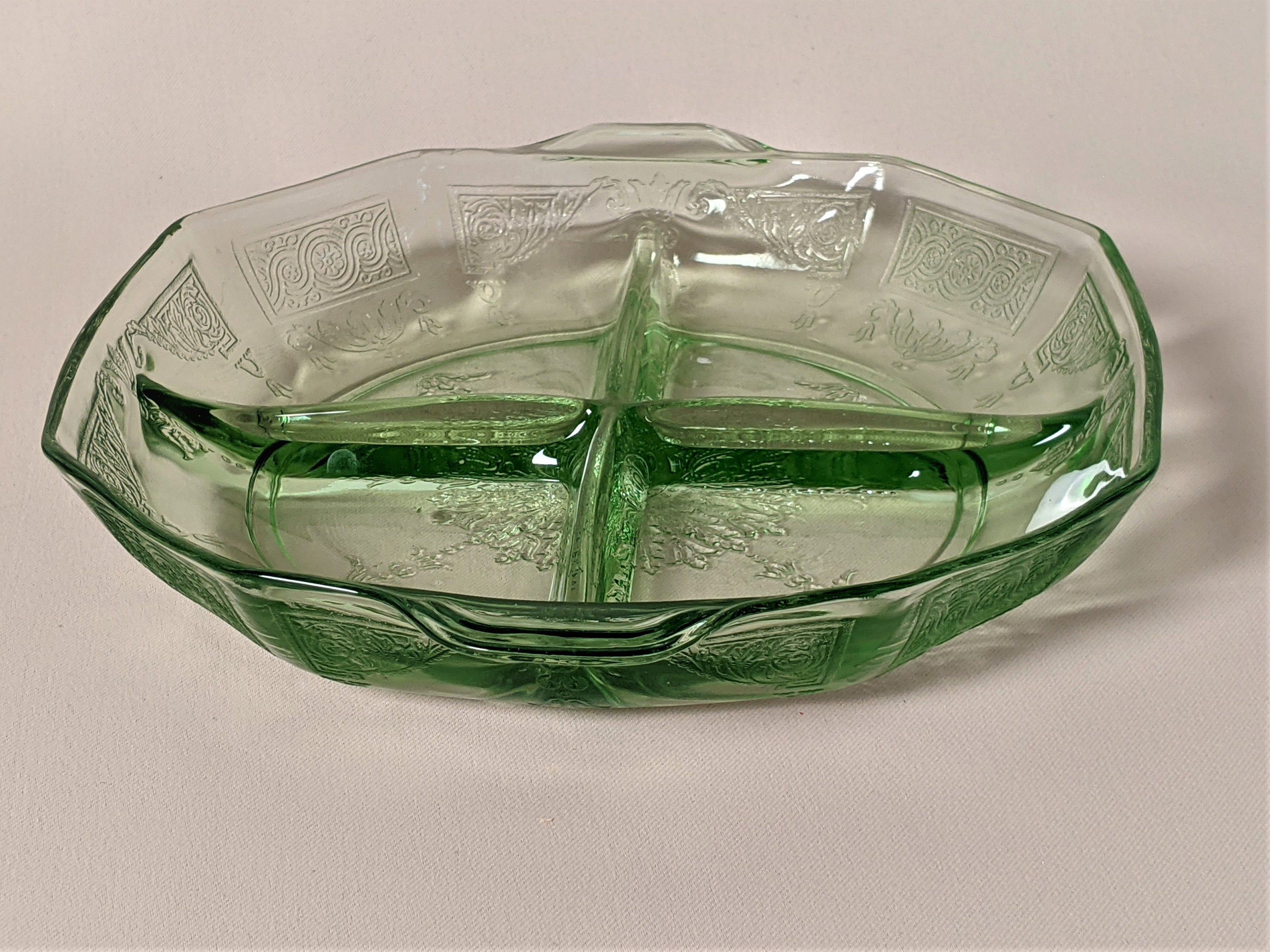 Anchor Hocking Princess Green Relish Dish Uranium Depression Etsy