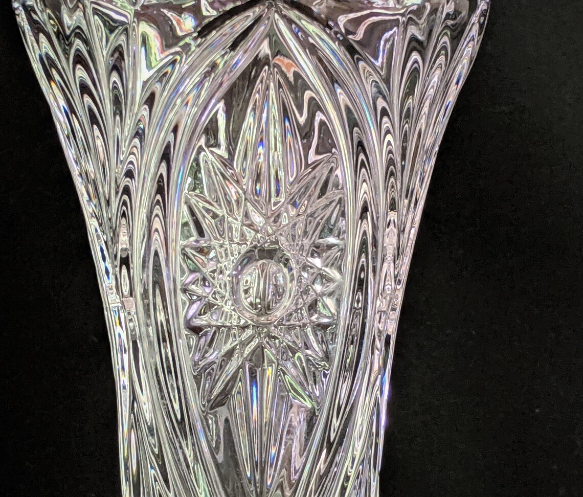 American Brilliant Cut Lead Crystal Footed Vase Clear Bud Etsy