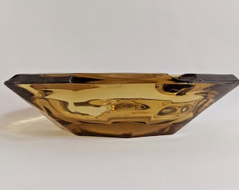 Anchor Hocking Amber Ashtray -  Vintage Octagon Ashtray