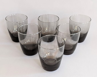 Mid-Century Smoke Gray Lowball Glasses - Vintage Libbey Glassware
