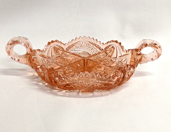 Pink Depression Glass Serving Dish - Imperial Glass Divided Bowl