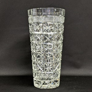 Tall Lead Crystal Vase - 11 Inch Heavy Block Vase