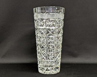 Tall Lead Crystal Vase - 11 Inch Heavy Block Vase