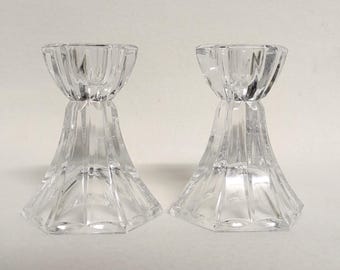 Petite Crystal Candle Holders - Hexagon Candlestick Pair