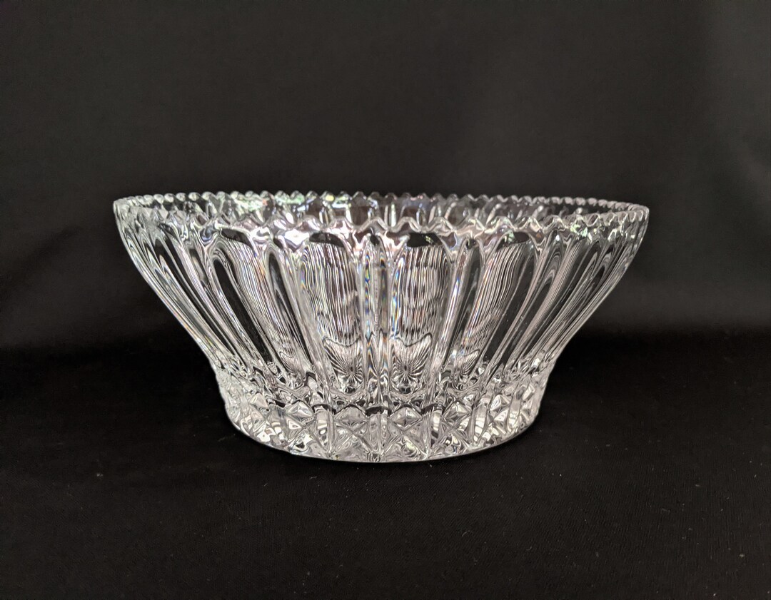 Lead Crystal Bowl by Crystal Zajecar Saw Tooth Edge Serving Etsy