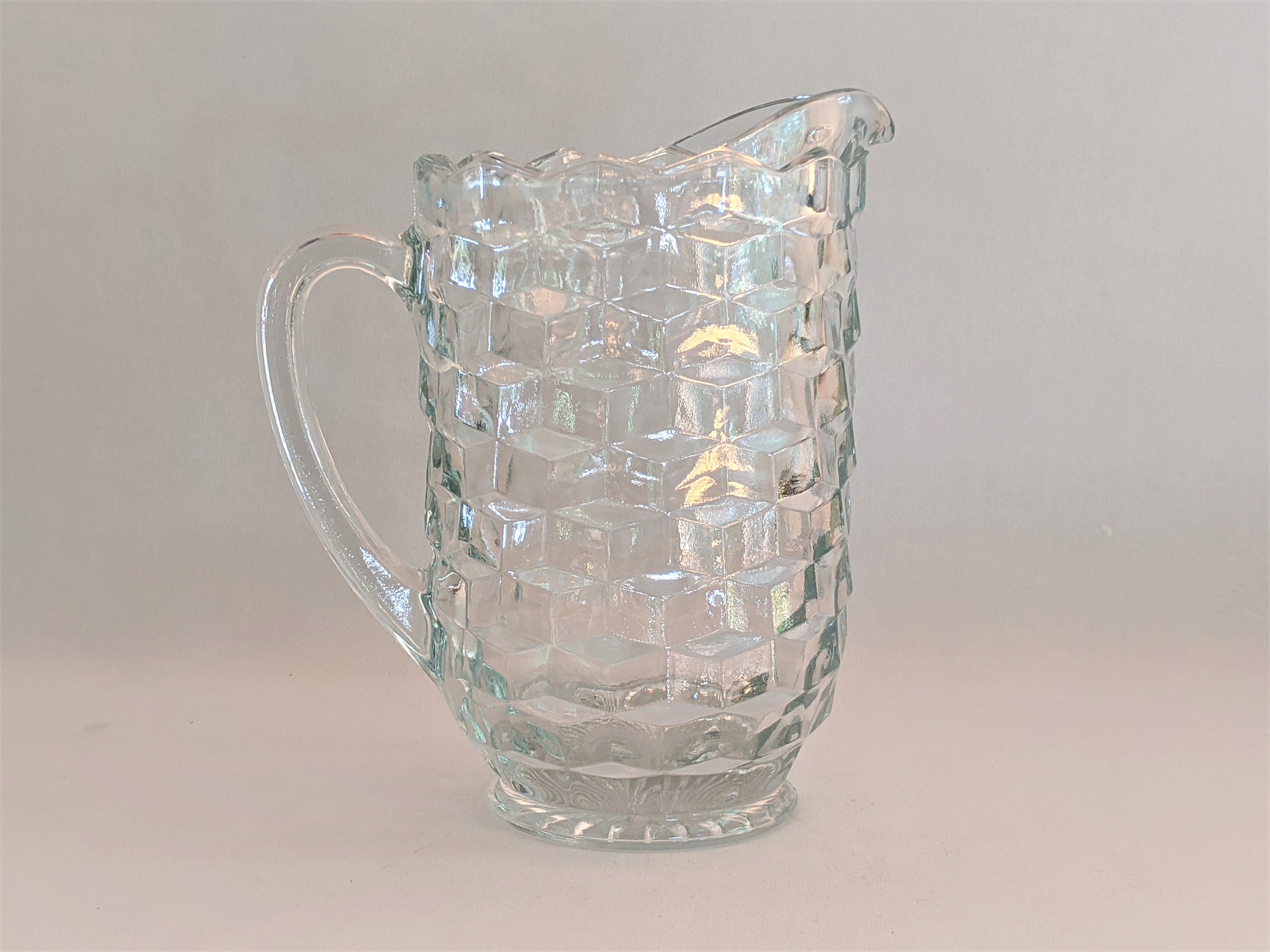 Fostoria American Lead Crystal Pitcher Cube Motif Cocktail Etsy