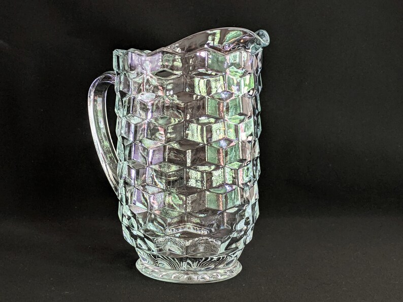 Fostoria American Lead Crystal Pitcher Cube Motif Cocktail Etsy