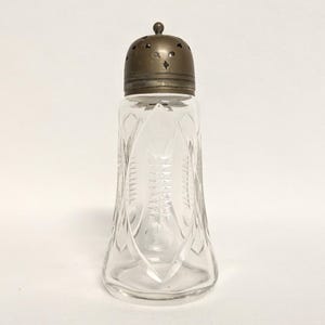 Vintage Cut Glass Sugar Shaker with Lid - Farmhouse Decor