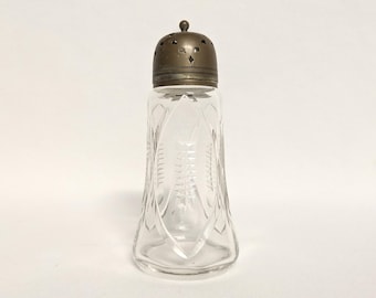 Vintage Cut Glass Sugar Shaker with Lid - Farmhouse Decor