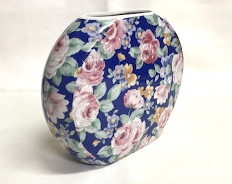 Japanese Floral Vase - Vintage Oval Vase
