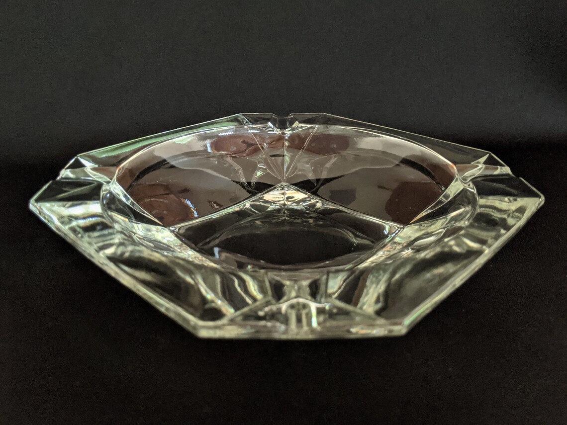 Large Vintage Clear Glass Ashtray Heavy Square Catch-all | Etsy