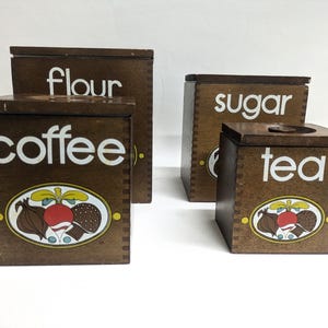 Farmhouse Wood Canister Set - Wooden Kitchen Containers