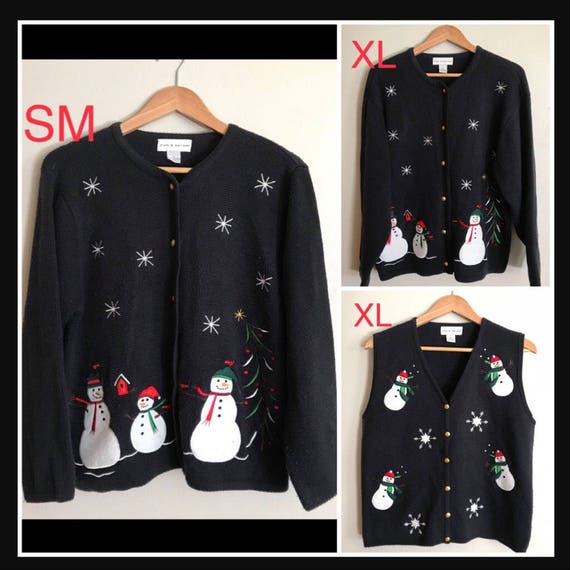 Couples Christmas Sweaters & Vest Set of 3 Vintage