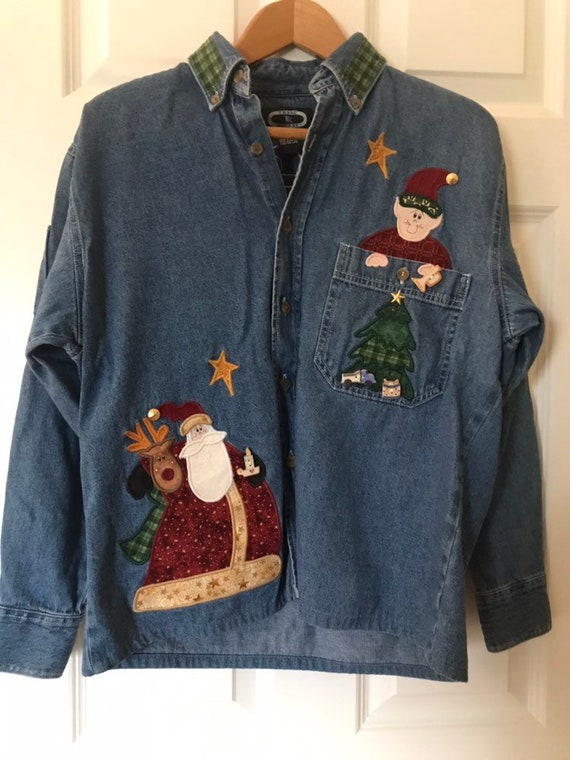 denim christmas shirt