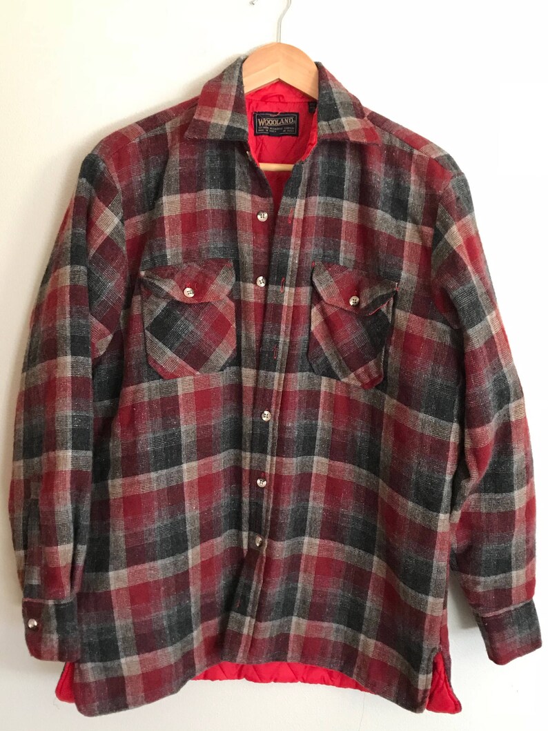 Vintage Mens Wool Jacket Red Plaid Flannel Jacket Mens Vintage | Etsy