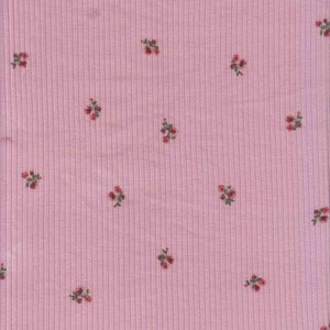 Pink Small Floral     -Ribbed Knit Stretch Polyester Spandex Apparel Craft Fabric 58-60”  Wide By The Yard