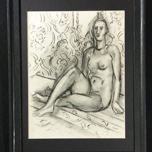 Henri Matisse, 1933 Heliogravure, Dessin d&#39;une femme nue assise, Matted, Framed, COA, Provenance, Superb Condition, Antique, Vintage,