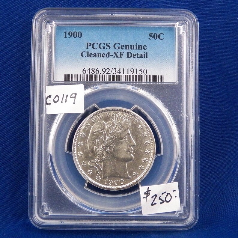 1900 Silver Barber Half Dollar, PCGS XF DETAIL, Graded in Holder 1900 Silver Barber Half Dollar, PCGS XF DETAIL, Graded in Holder