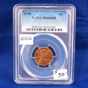 1958 リンカーン ウィート セント、PCGS MS66 RD、GEM 未流通、ホルダー付きグレーディング済み、ペニー、銅、アメリカ コイン、銅ペニー