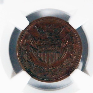 1861 - 65 南北戦争トークン、ユニオンシールド、NGC MS63 BN。ホルダーでグレード付け、銅、アメリカコイン、厳選未流通、初期銅、南北戦争