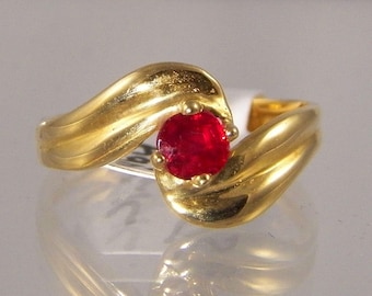 14k Vintage Ruby Ring, , Round Cut Burma Ruby, 0.44 ct, Appraised Value 2240, Gem Grade Ruby, July Birthstone