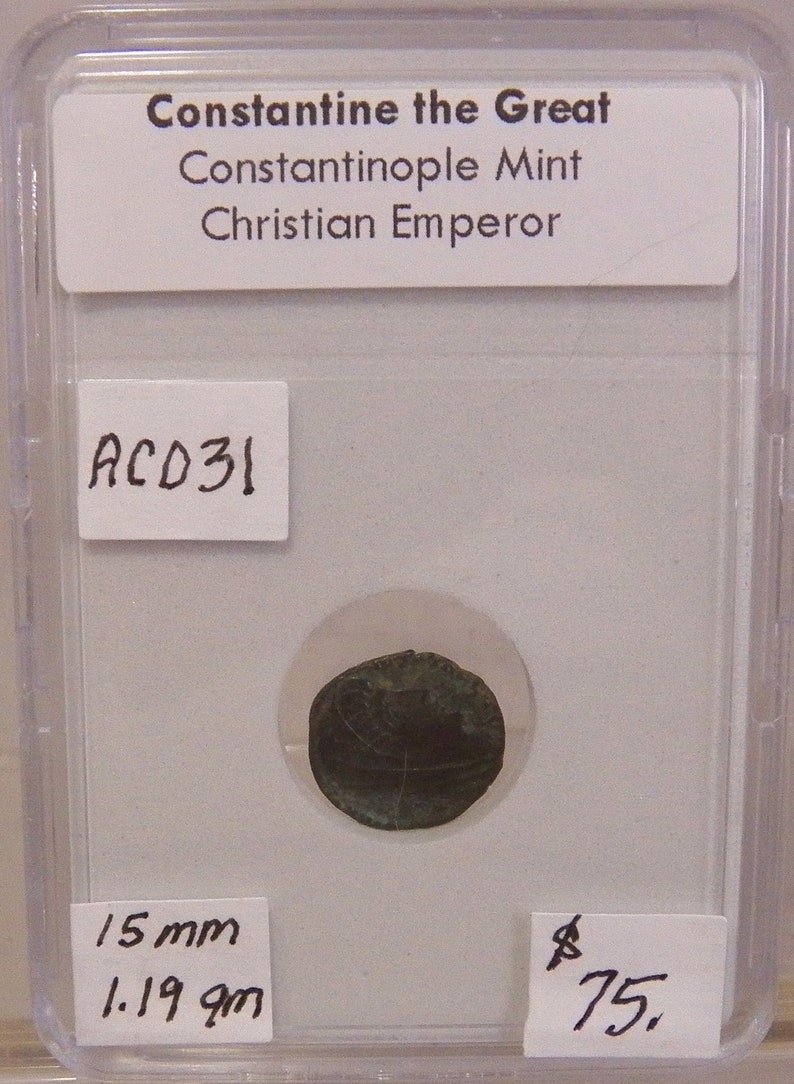 Bronze Prutah Hand of God Ancient coin, AE4 Constantinople Mint Constantine The Great Roman Bronze Roman Coin