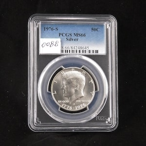 1976 S ケネディ シルバー ハーフ ドル、PCGS MS66、バイセンテニアル コイン、ジェム アンサーキュレート、ホルダーにグレーディング済み