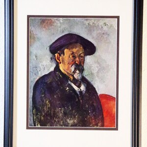 Paul Cezanne, 1952 Color Print, After, Self Portrait with Beret, Matted, Framed, COA, Famous Image, Antique, Vintage, Provenance,