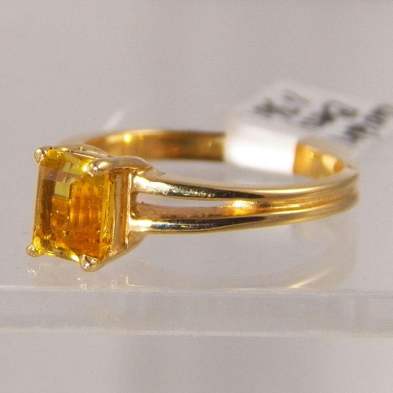 Appraised Value 583 14k Vintage Natural Golden Beryl Solitaire Ring Yellow Rectangular Cut Golden Beryl,1.04 ct 14k yellow gold
