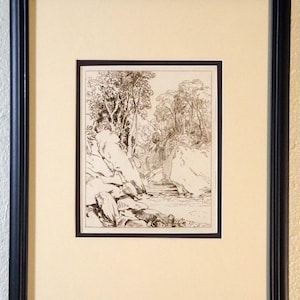 1880 Etching,J.M.W. Turner (1775-1851) , Landscape, Matted, Framed, COA, British Artist, Antique, Vintage, Mint, Hamerton, Etcher, Portrait
