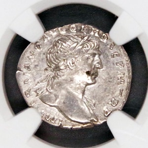 Trajan (AD 98-117). Ar denarius (18mm, 7h). NGC XF. Rome, Ad 111, Roman Imperial, Ancient coin, Silver,