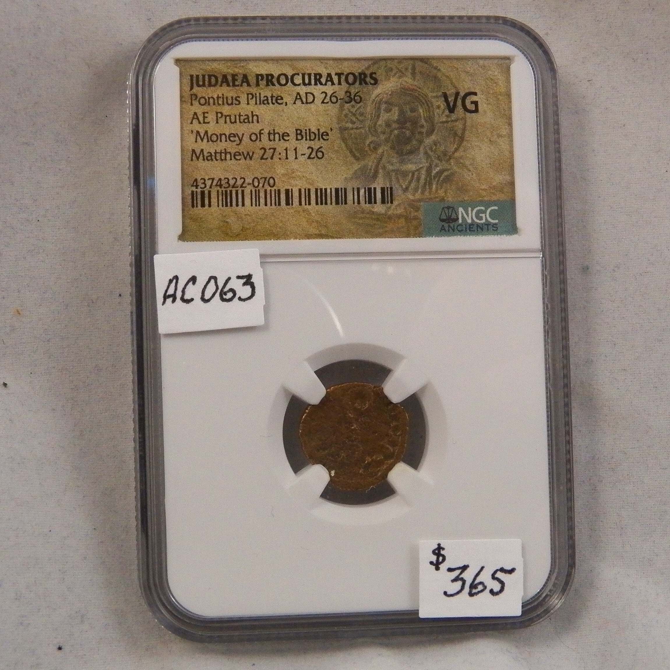 Coin Of Pontius Pilate Ae Bronze Prutah 26 36 Ad Ngc Etsy