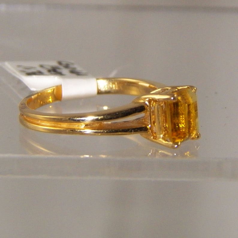 Appraised Value 583 14k Vintage Natural Golden Beryl Solitaire Ring Yellow Rectangular Cut Golden Beryl,1.04 ct 14k yellow gold