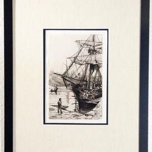 1880 Etching, William Hole (1846 -1917)  Leith Docks, Matted, Framed, COA, Provenance, Antique, Vintage, Near Mint, Hamerton, Superb Detail