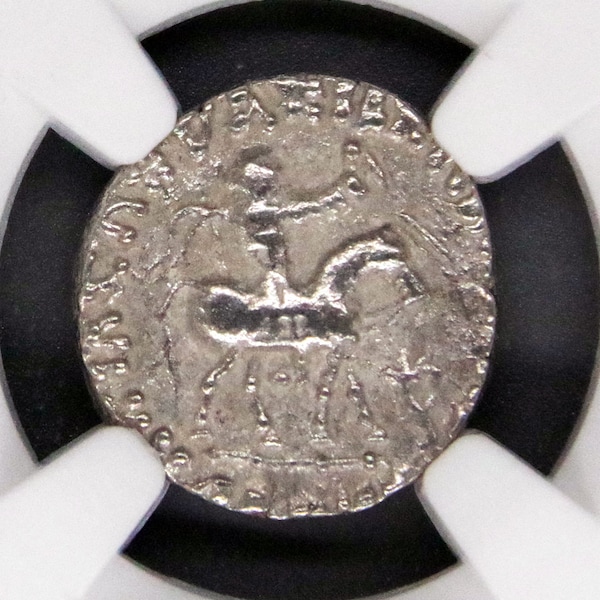 Azes 1 or 2, NGC XF, Indo-Scythian Kingdom, after ca. 58 bc, AR drachm, Silver, Ancient coin, Certified, guaranteed