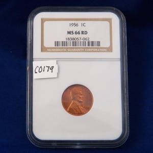 1956 リンカーン セント、NGC MS66RD、ジェム アンサーキュレート、ホルダー付きグレーディング、ペニー、銅、アメリカコイン、