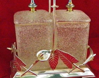 Victorian Double Silver Plate Pickle Castor, Double Crackle Glass Inserts, Re-silvered, American, Caster, Re-silvered, Rogers Silversmiths,