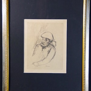 Pierre Bonnard, 1916 Etching with Dry Point, Portrait of Renoir, Matted, Framed, COA, Original, Provenance Bouvet 086,
