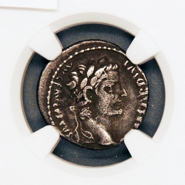 Tiberius, AR Denarius, Tribute Penny, NGC VF, Lugdunum, Silver, Biblical coin, Caesar Certified AC074