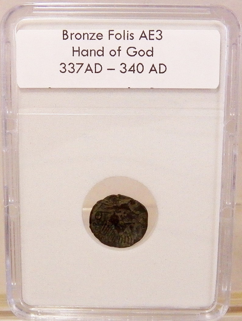 Bronze Prutah Hand of God Ancient coin, AE4 Constantinople Mint Constantine The Great Roman Bronze Roman Coin