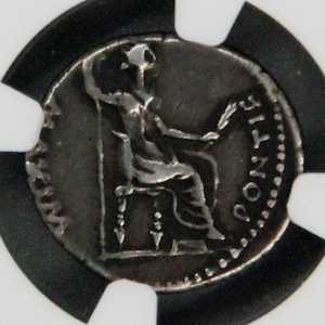 Tiberius, Tribute Penny, NGC VF, Lugdunum, Zertifiziert, AR Denar, Time of Christ, Roman Imperial, Jesus, Antike Münze, Silber