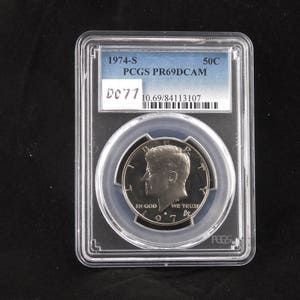 1974 S シルバー クラッド ケネディ プルーフ 50 セント、PCGS PR69DCAM、ジェム アンサーキュレート、ホルダーにグレーディング済み、コイン