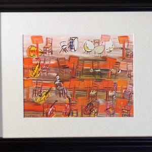 Raoul Dufy, French Fauvist Artist, 1954 Color Print, After his Famous Painting Intermission, Matted, Framed, COA, Antique, Vintage,