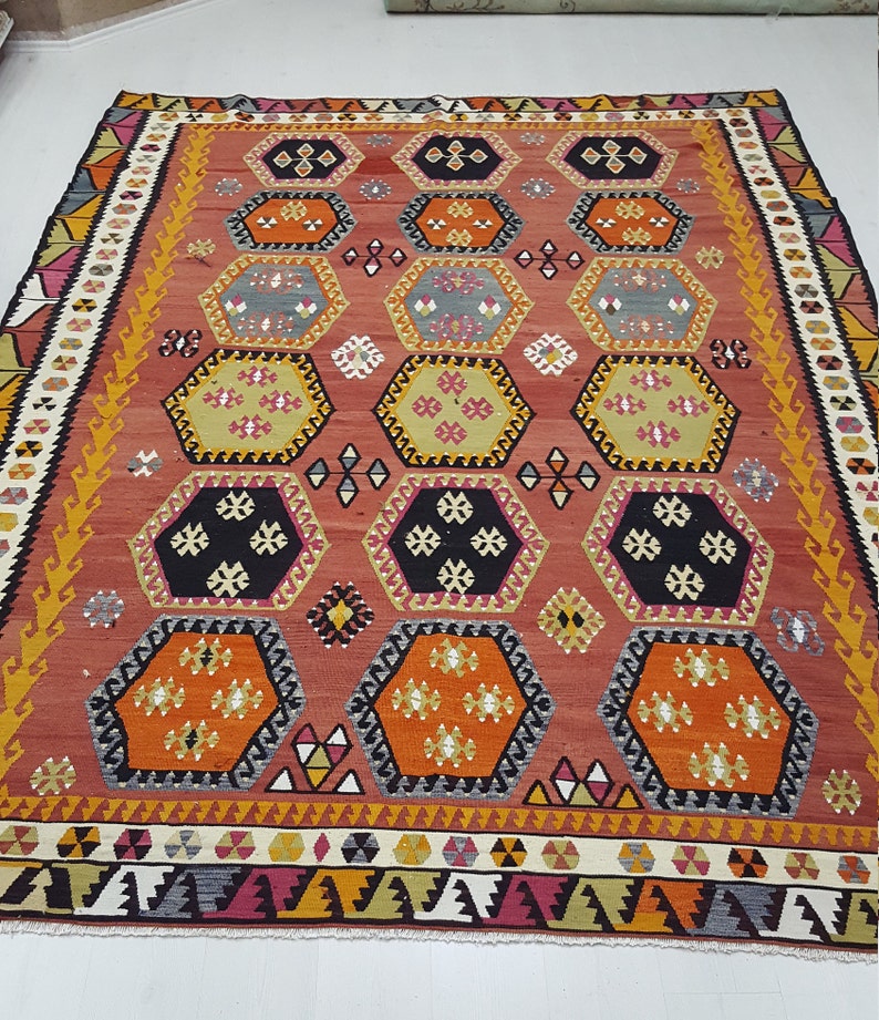8 X11 Large Kilim Rug Turkish Decorative Vintage Area Kitchen Oushak