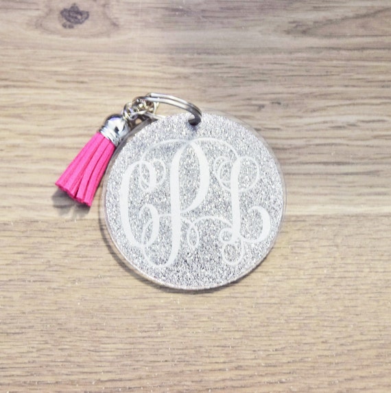 Glitter Keychain Fob Glitter Keychain Monogram Glitter Etsy